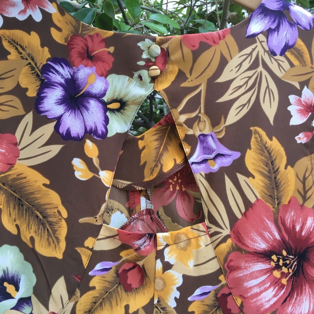 Sag Harbor cottage core floral maxi dress orange pink purple - Picture 5 of 5